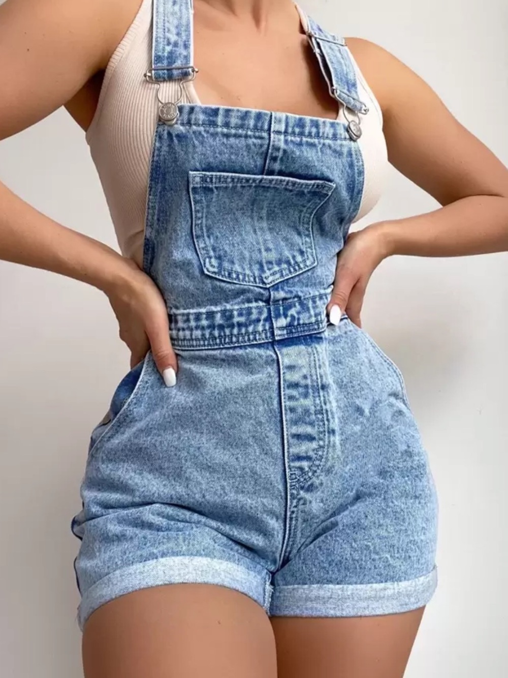 Light Blue Denim Shortalls